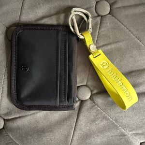 Lululemon Black Wallet with Yellow Keychain
